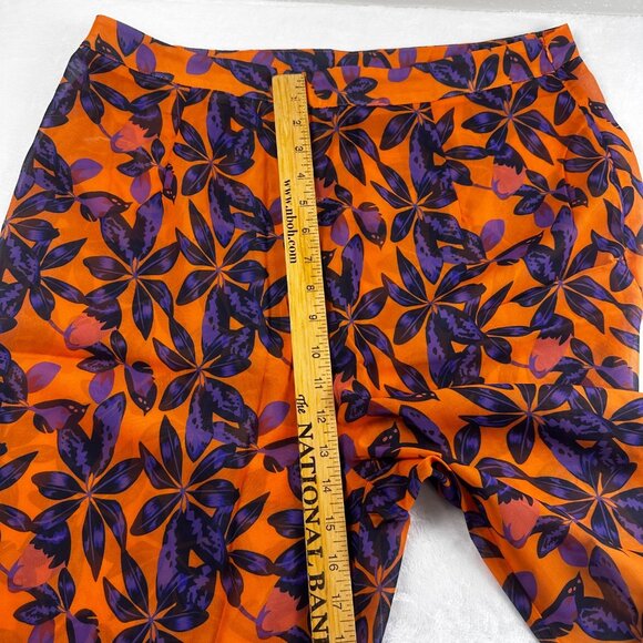 PrettyLittleThing Womens High-Waisted Sheer Pants Sz12 Beach Flares Floral pants - Picture 6 of 11